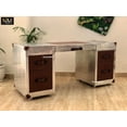 thumbnail image 5 of NauticalMart Aluminum Desk Leather Top Aviator Vintage Home Decor Furniture with Storage Drawers Writing Table, 5 of 6
