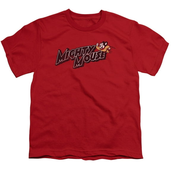 Mighty Mouse Might Logo Youth 18/1 T-Shirt Red