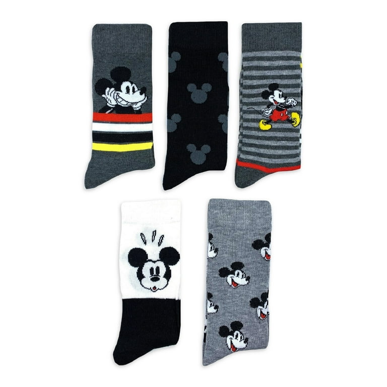 Disney Mickey Mouse, Mens Crew Socks, 5-Pack, Size 6.5-12