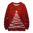 thumbnail image 5 of Girls Women’s Christmas Tree Printed Long Sleeve Pullover Casual Crewneck Sweatshirt Holiday Winter Top for Festive Occasions, 5 of 5