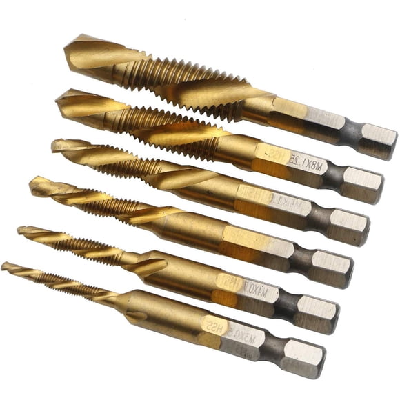 EcoNesxp 6pcs 20nc 1/4pcs 32nc drill bit tap drill bit 10 titanium alloy combination drill bit and tap drill bit set