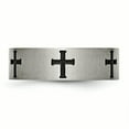 thumbnail image 3 of Titanium 7mm Cross Black IP-plated Brushed & Polished Band, 3 of 10