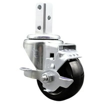 3 Inch Hard Rubber Wheel Swivel 3/4 Inch Square Stem Caster with Brake SCC
