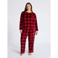 thumbnail image 2 of Joyspun Women's Folded Giftable Plush Long Sleeve Top and Pants Pajamas Set, 2-Piece, Sizes S-3X, 2 of 4