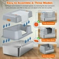 thumbnail image 3 of Stainless  Litter Box with Lid, XL Side Entry  Litter Box for Big Cats & Kitty, Removable Enclosed   Pan with High Sided Enclosure, Scoop, Mat, Footboard (Gray), 3 of 6