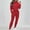 Red, variant on Women's Casual Outfit Sets Office Wear Autumn Solid Color Casual Pullover Round Neck Long Sleeved Hooded Sweatshirt Long Pants Set