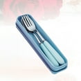 thumbnail image 3 of Stainless Steel Chopsticks Spoon Fork Cutlery Set Ceramic Tableware Set Portable with Case for Travel Home Camping Blue, 3 of 8