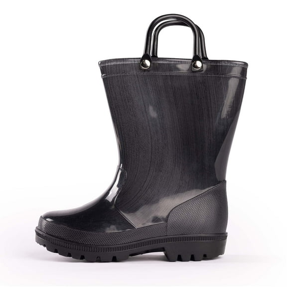 NORTY Kids' Boys Girls Waterproof PVC Rain Boots Easy-On Handles Fun Colors & Prints