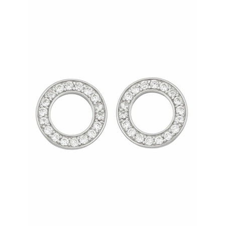 White Cz Sterling Silver Open Circle Stud Earrings White Cz Sterling Silver Open Circle Stud Earrings