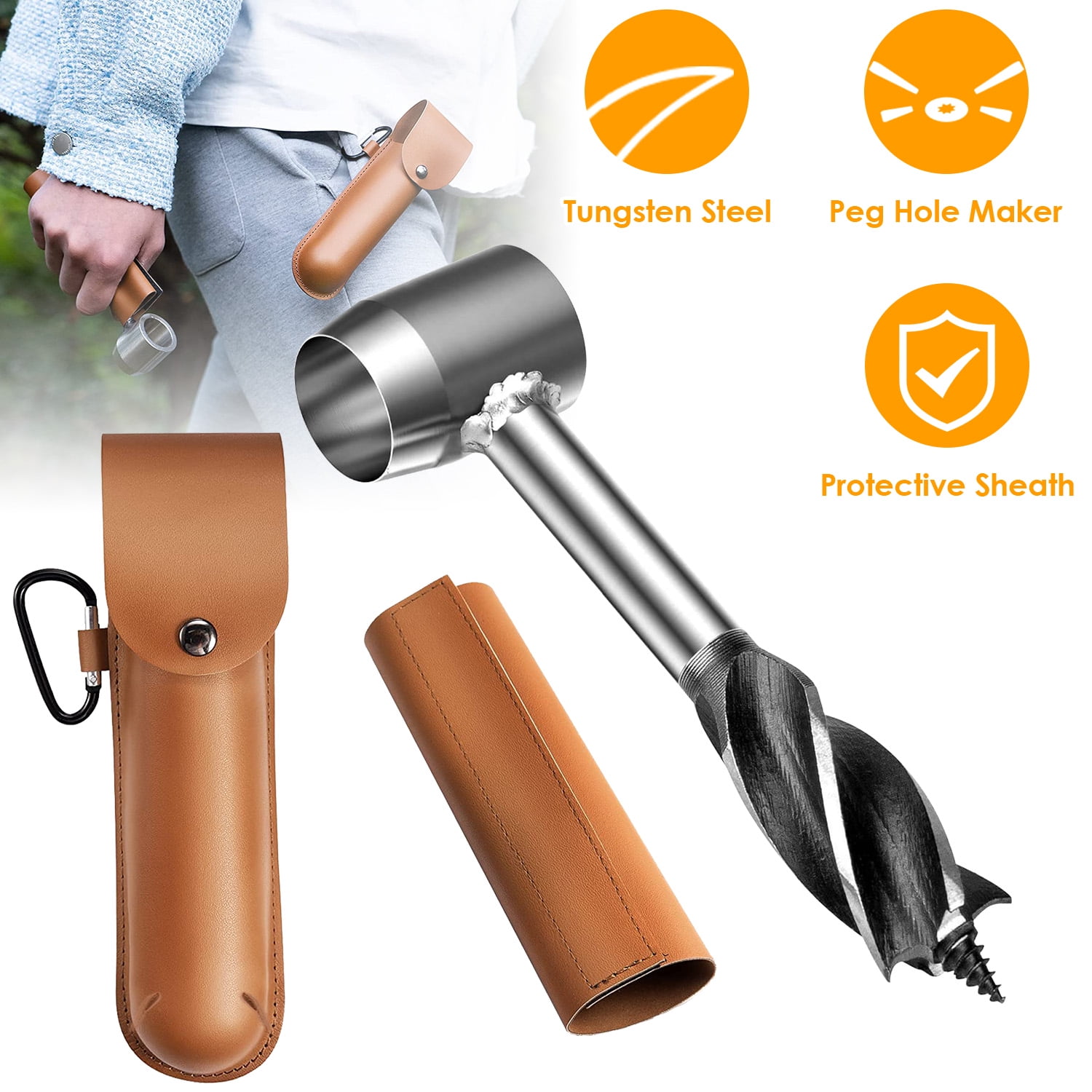 Durable Survival Tools Kit for Bushcraft Hand Auger Wrench Wood Drill  Outdoor