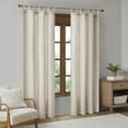 thumbnail image 3 of Madison Park Faux Linen Tab Top Fleece Lined Light Filtering Window Curtain Thermal Insulation Panel, Natural, 50x84", 3 of 5