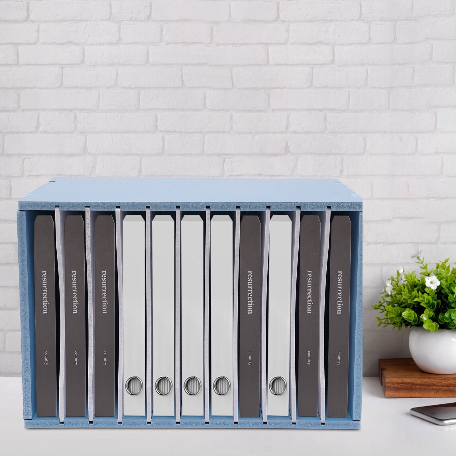 File Organizer for Desk 11-Tier Desktop Paper Storage Letter Tray File Sorter Office Blue