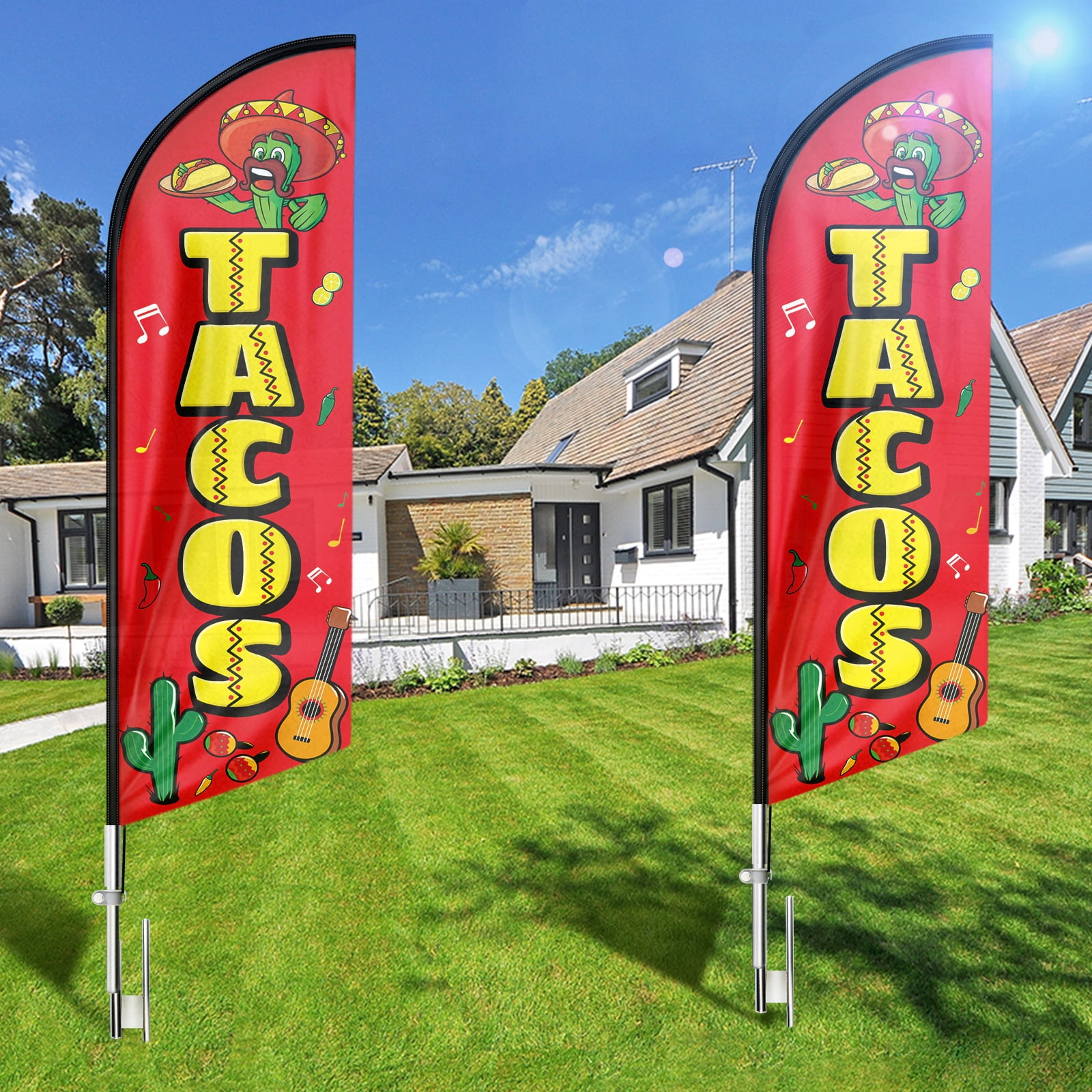 Tacos Sign Feather Flag,8FT Tacos outdoor advertising flag, Tacos Business Sign,Tacos Swooper Flag（FLAG ONLY）