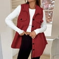 thumbnail image 2 of Inleife Vest for Women Trendy Women's Loose Solid Color Casual Lapel With Button Jacket Tops, 2 of 6