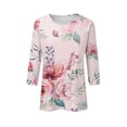 thumbnail image 5 of Yellow Women's Short Sleeve T-shirt, Women'S Fashion Casual Floral Stripe Print Three Quarter Sleeve T Shirt,Women's Short sleeve T-shirt M, 5 of 5