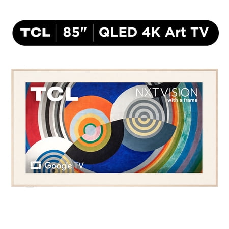 TCL 85\" Class NXTVISION TV QLED 4K Smart Google TV and Flush Wall Mount (NEW 2024) - Art TV, Matte Anti-Glare Screen, 120Hz - 85A300W