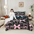 thumbnail image 4 of Homewish Cartoon Ribbon Bow Knot Full Size Comforter Sets 3-Piece for Kids Children,Dreamy Princess Bow Bedding Comforter Set,Abstract Gradient Ombre Lightweight Bedding Sets, 4 of 8
