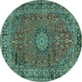 thumbnail image 1 of Ahgly Company Indoor Round Persian Turquoise Blue Traditional Area Rugs, 5' Round, 1 of 4