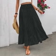 thumbnail image 2 of HBGVBA Women's Maxi Skirts,Casual Pleated Skirts,Solid Color High Waist Boho Style Elastic Waist Flowy Ruched Long Maxi Skirts, 2 of 5