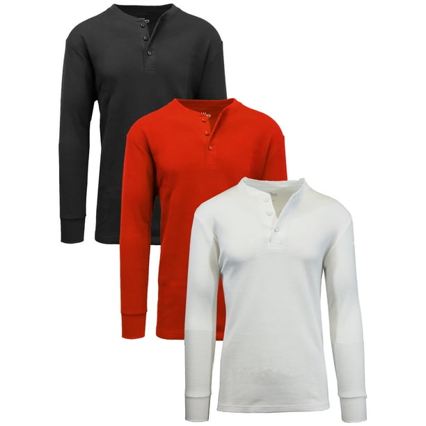 Galaxy by Harvic 3Pack Mens Long Sleeve Henley Thermal Tee (S3XL