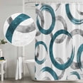 thumbnail image 4 of Polyester Fabric Turquoise Grey Shower Curtain, Geometric Circle Modern Abstract Simple Art Waterproof Bathtub Curtain Bathroom Decor Set with Hooks 60 x 72 Inches, 4 of 6