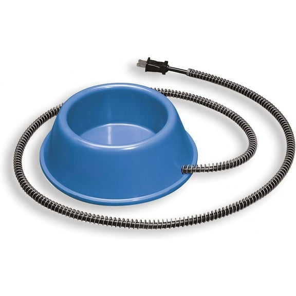 API Plastic Heated Pet Bowl 1 Quart , Blue