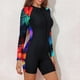 thumbnail image 1 of TaTaai Women Printed Conservative Long Sleeve One Piece Wetsuit Full Zip Stretch Surf Swimsuit Ladies Diving Beach Wear UV Protection Quick-Drying Comfortable Swimwear Gift, 1 of 7