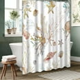 thumbnail image 3 of LALILO Watercolor Corals Seashells Seamless Coral Sea Shell Shower Curtain, 72x72 in, 12 Hooks, 3 of 6