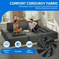 thumbnail image 3 of Dextrus Corduroy Modular Sectional Sofa, Floor Sofa Bed for Living Room Bedroom, No Assembly Required, Gray, 3 of 9