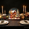 thumbnail image 3 of Christmas Village House LED Lighted Wooden Figurines, Painted Wood Light Up Xmas Cottage Desktop Ornament, Winter Snow House Tabletop Decor for Mantel, Home Holiday Decoration, 3 of 6