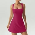 thumbnail image 4 of safuny Women's Mini Bodycon Party Beauty Dress Solid Scoop Neck Fall Dress Retro Winter Cold Shoulder Sleeve Elegant Leisure Holiday Fashion Hot Pink M, 4 of 8