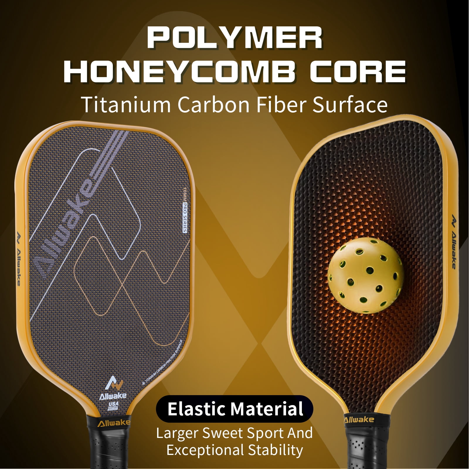 ALLWAKE Pickleball Paddles, 3K Titanium Hybrid Carbon Fiber Pickleball Paddles Set, USAPA Approved Elite Control & Power Pickleball Paddle with 16mm Honeycomb Core, Ergo Sweatproof Grip