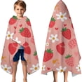 thumbnail image 3 of Strawberry Plants Fruit Flower Heart Hooded Bath Towel，60"x35" for Ages 3 To 12 Kids, Quick Dry Lightweight Soft Microfiber Hood Beach Towel Cover Up for Kids, 3 of 7