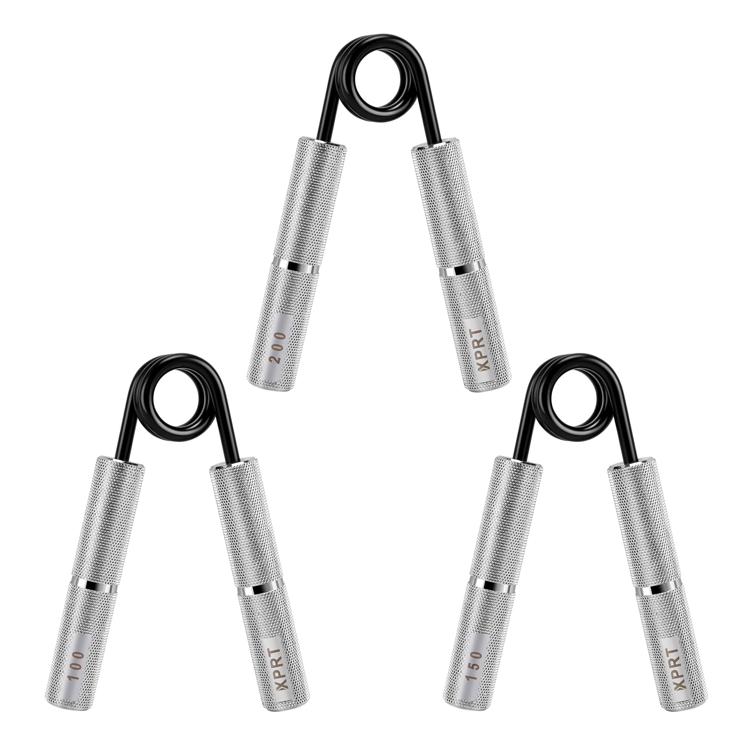 XPRT Fitness Power Gripper Set - Pro Hand Grip Strengthener Set of 3, Wrist and Forearm Exerciser, Build Crushing Grip strength and Mobility 100/150/200 lbs Set