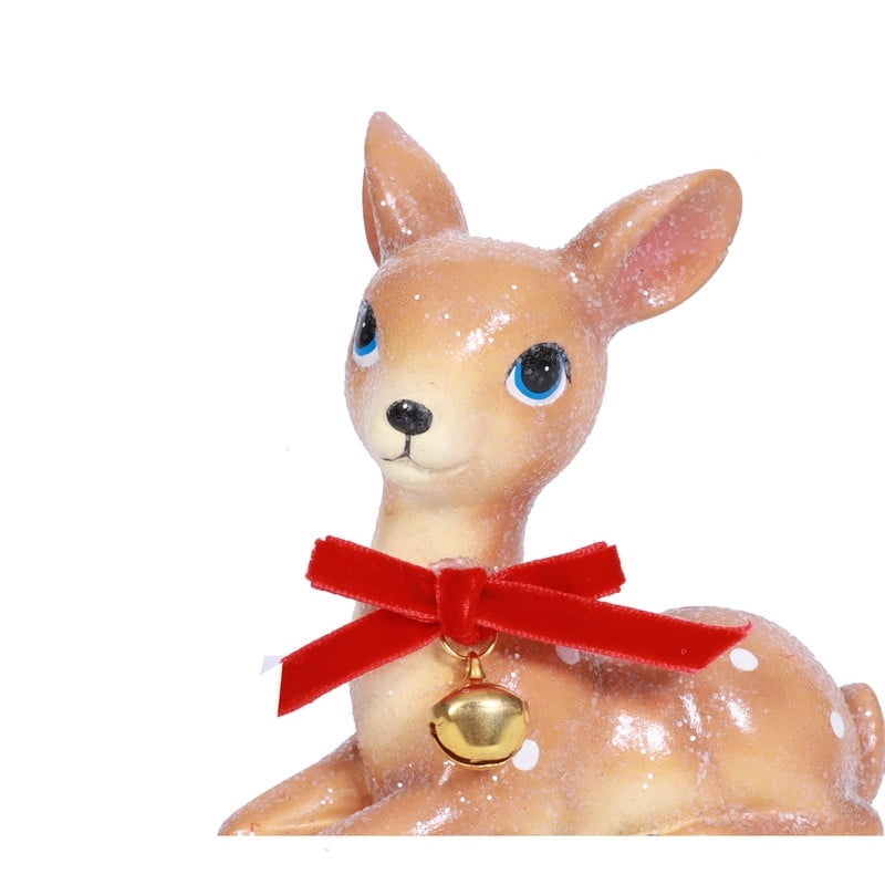 Sitting Deer with Bells Christmas Decoration, Multicolor, 4.3", by Holiday Time