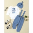thumbnail image 2 of Suealasg Baby Boy Clothes Newborn Infant Gentleman Suit Outfits Letter Print Long Sleeve Romper +Suspender Pants +Hat, 2 of 8
