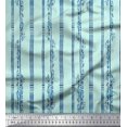 thumbnail image 1 of Soimoi Green Georgette Viscose Fabric Leaves & Stripe Print Fabric by the Yard 42 Inch Wide, 1 of 3