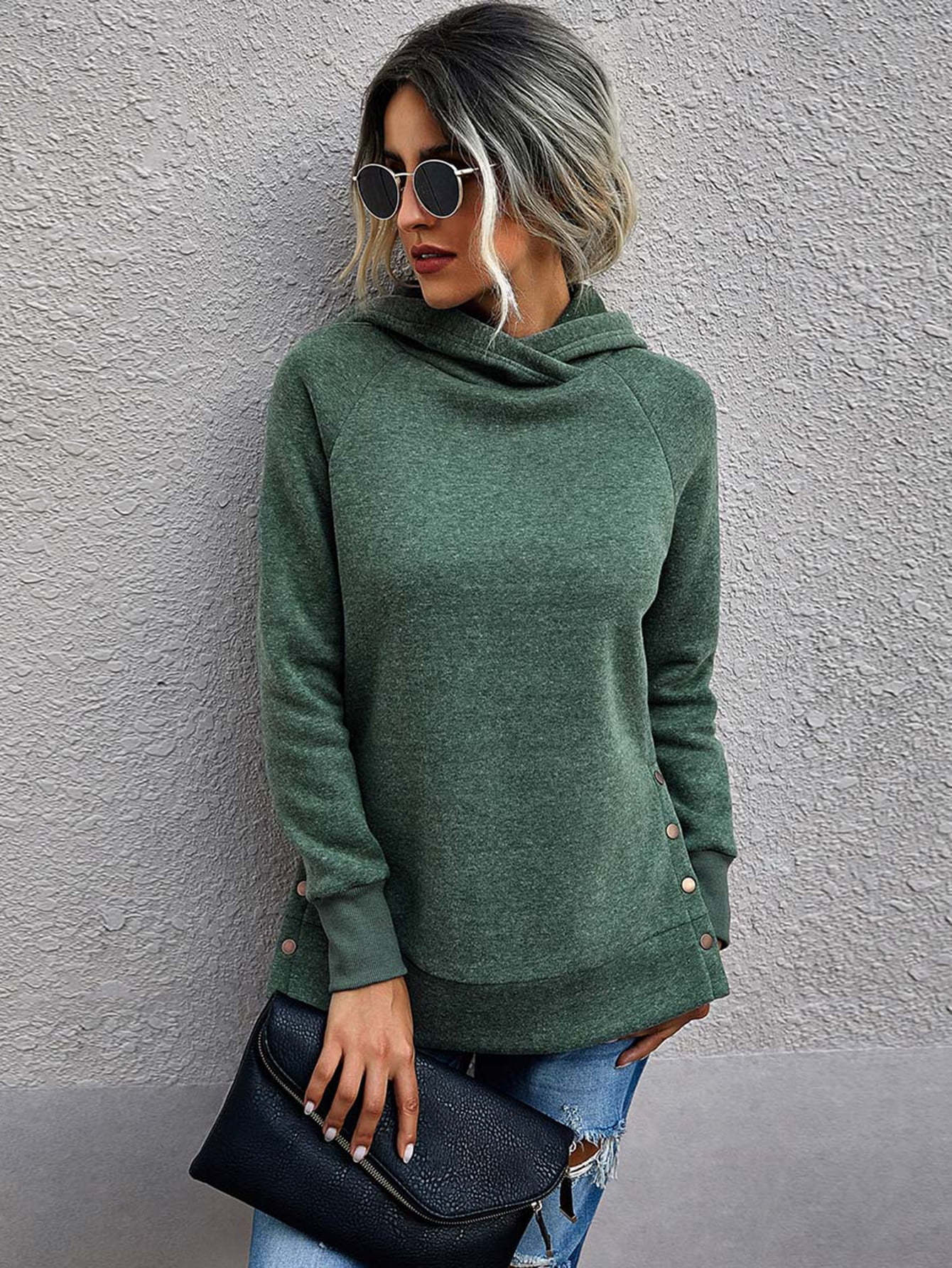 dark green sweater outfit women's