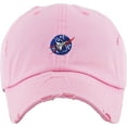 thumbnail image 3 of Spaceship Pink Vintage Distressed Dad Hat Adjustable Baseball Cap NASA Galaxy Alien UFO Face ET E.T. Saucer Rocket Planets Earth Mars Moon, 3 of 4