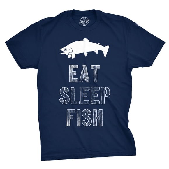 Mens Eat Sleep Fish T Shirt Funny Sarcastic Novelty Fishing Lover Gift for Dad (Navy) - 4XL