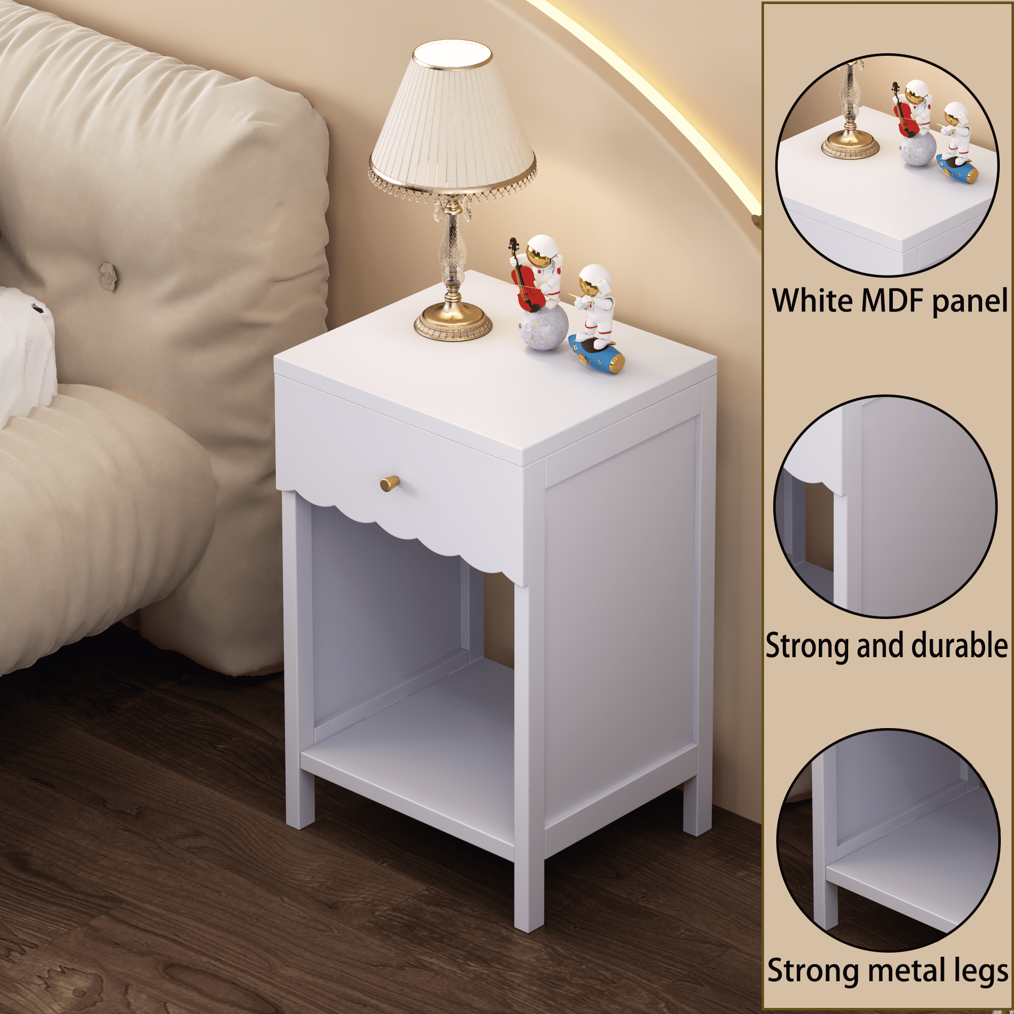 Nightstand with Drawer,2 Tier Beside Table End Table,Modern Side Table for Bedroom,Living Room,Light Purple