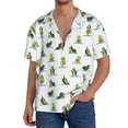 thumbnail image 3 of Naloa Cute Avocado Yoga Men's Loose Fit Cuban Collar Short-Sleeve Shirt with Button-down and Chest Pocket for Everyday Wear Outings - Large, 3 of 7