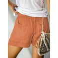thumbnail image 3 of SHEWIN Women's Comfy Drawstring Elastic Waist Shorts Summer Casual Loose Mid Rise Sports Short Pants with Pockets Orange, 3 of 6
