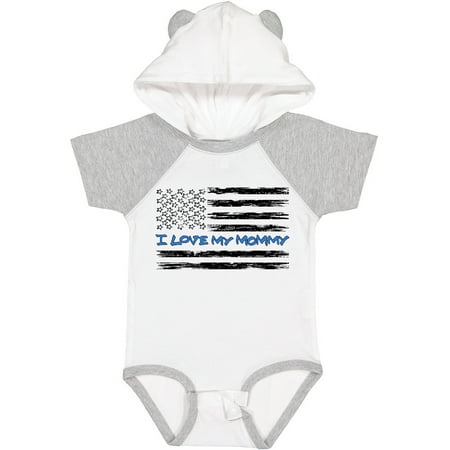 

Inktastic I Love My Mommy- Police Officer Distressed Flag Gift Baby Boy or Baby Girl Bodysuit