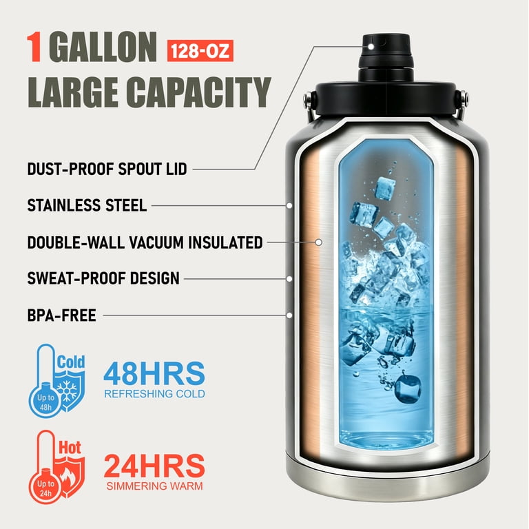 6 pack) Ozark Trail 1 Gallon 128 Oz Stainless Steel Vacuum