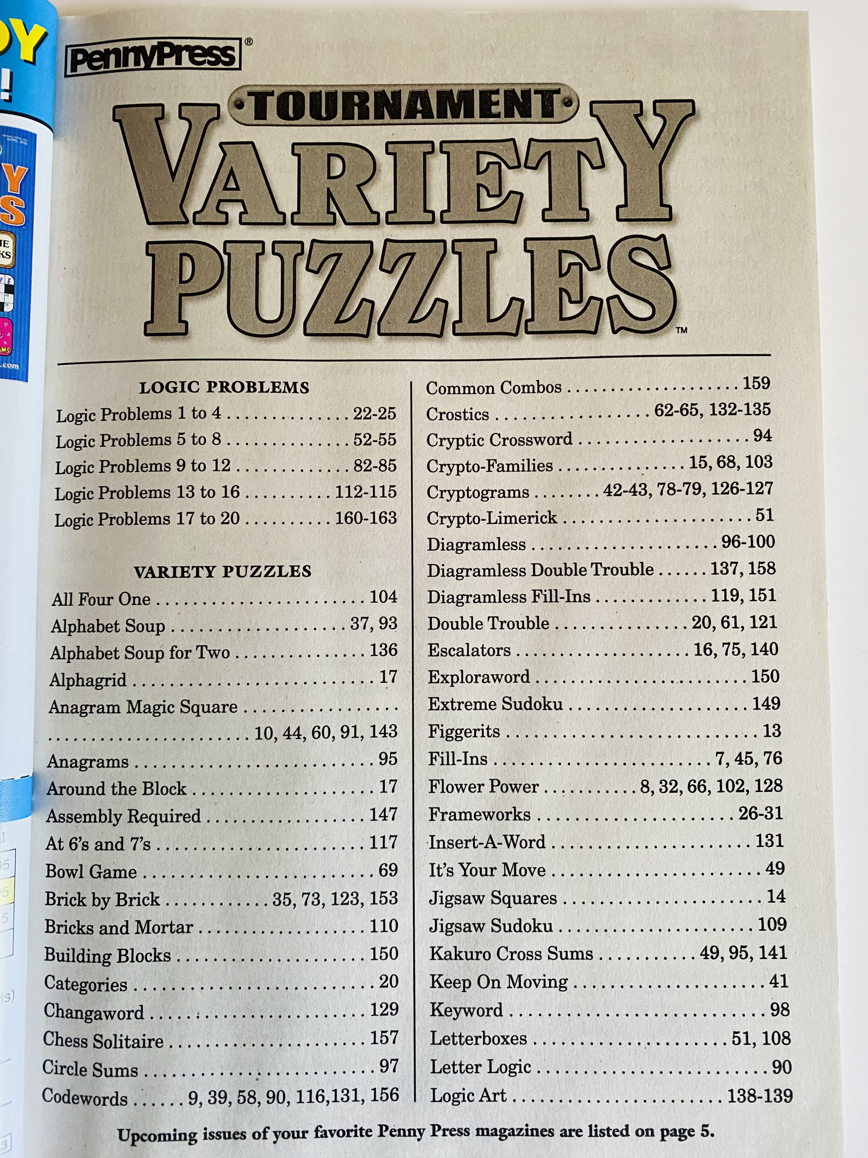 Lot of 4 Penny Press Tournament Variety Puzzles Winter 2022, Spring and Summer 2023, Autumn 2024