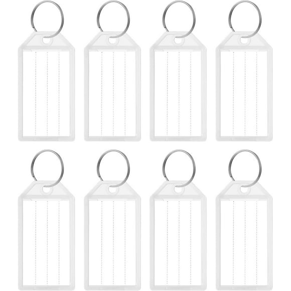 2 Inch 24 PCS Tough Plastic Key Tags, Key Labels with Ring White Key Tags, Key Tags with Labels Key Labels with Split Ring and Label Window Key Identifiers for ID Luggage Name USB Drive Backpack