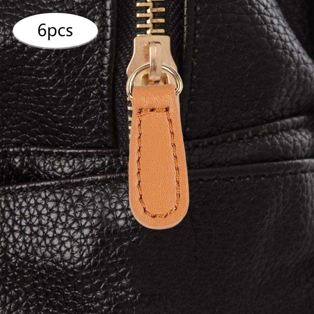 6 Pcs Leather Zipper Pull Zipper Tags Fixer Pull Replacement Zipper Heads for Luggage Handbags Bags Purse Jacket Repair Supplies Brown, Size: 4 cm