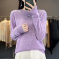 thumbnail image 2 of Women 100% Pure Merino Wool Knitted Sweater Autumn Winter Fashion O-Neck Pullover Seamless Jumper Tops Cashmere Warm Clothes, 2 of 5