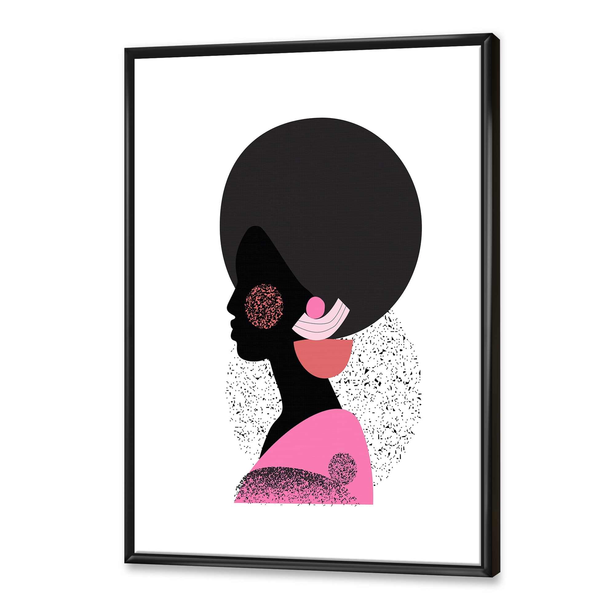 Designart 'Ethnic Geometric Silhouette of African American I' Modern Framed Canvas Wall Art Print